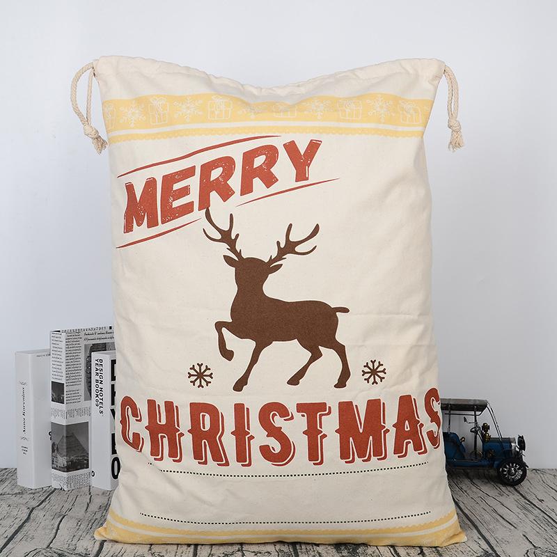 Extra Large Gift Bag Sacks For Presents Merry Christmas Candy Bundle Pockets Drawstring Bags Xmas Elements Printing