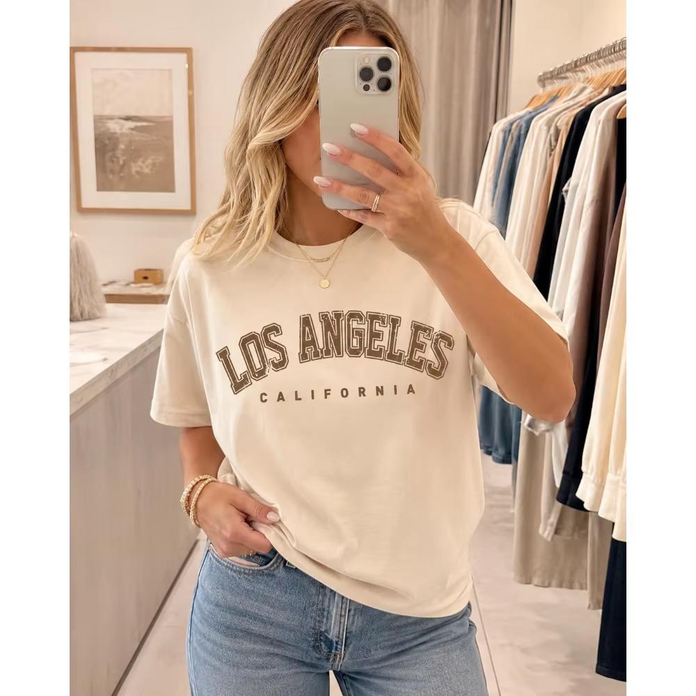 Retro and Trendy TShirt Classic and Versatile Casual Comfortable Round Neck Short Sleeved Tee From Los Angeles California Trend