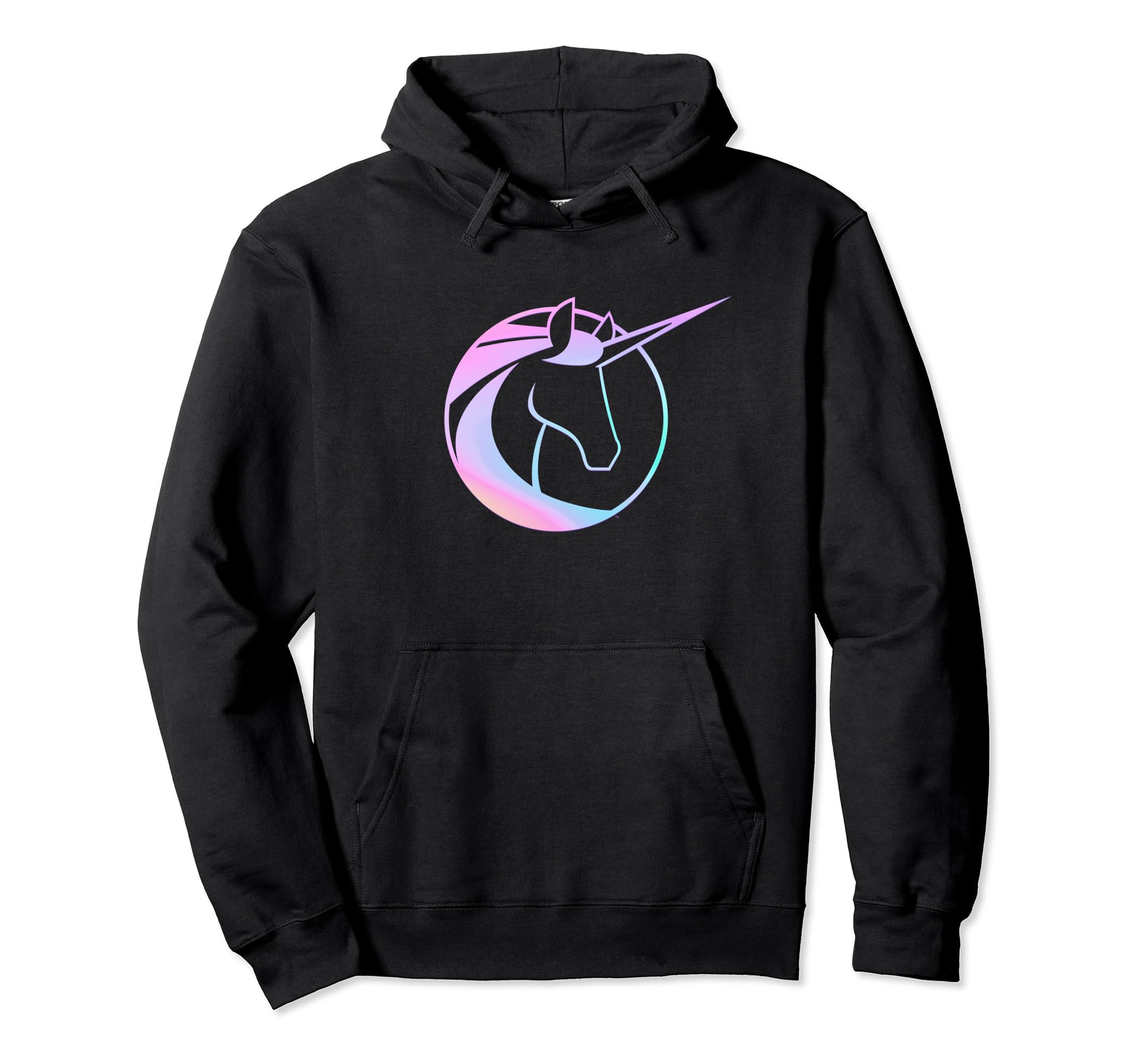 Unicorn Academy icon and logo printed hoodie on the front and back.
