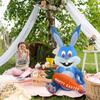120cm Happy Easter Bunmy Outdoor Inflatable Easter Decoration 2023 Blue Cute Inflatable Rabbit With Led Lights For Garden Yard