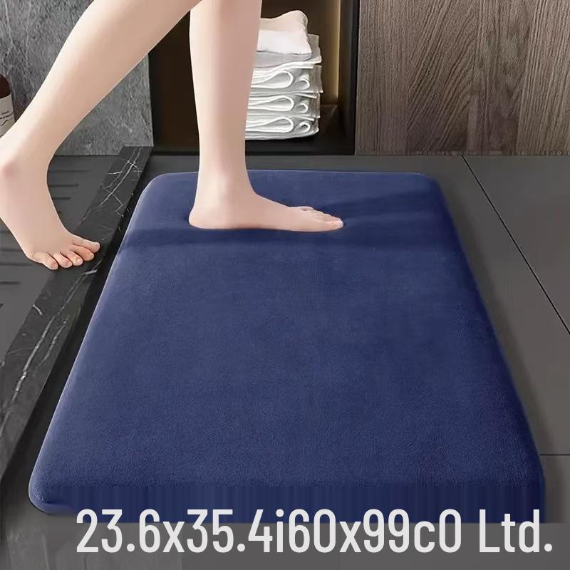 Solid Color Coral Fleece Non-slip Bath Mat – Strong Water Absorption, Dirt-resistant, Easy to Clean