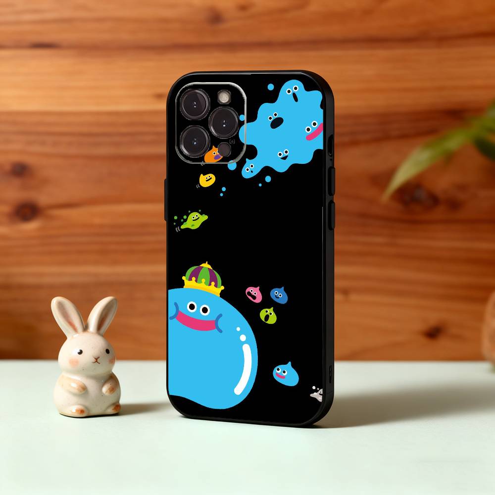 1PC Cute Bouncy D-Dragon S-slimes Phone Case For iPhone17,16,15,14,13,12Plus,Pro Max,XS,5G Soft Silicone Black Cover