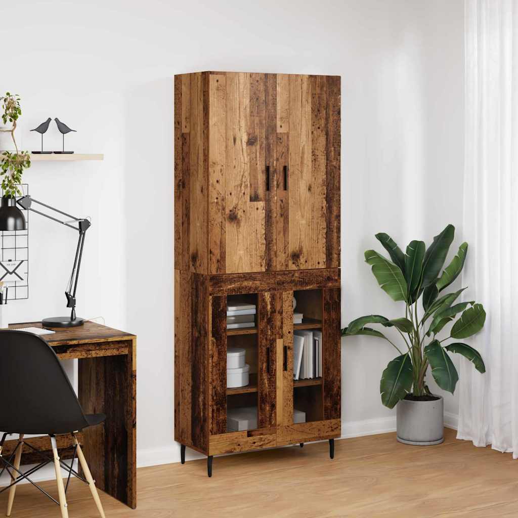 Wall Mounted Highboard Reclaimed Wood Look 69.5 x 34 x 180 cm Engineered Wood