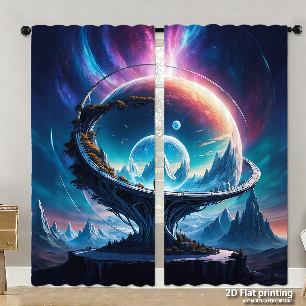 Piece Set High Definition Digital Printed Curtainsautumncolorfulleavespumpkinwreathfoliagepineconehome Decoration Style Curtain Polyester