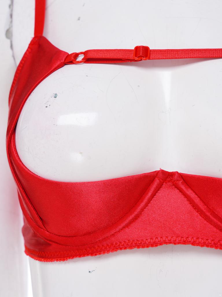 1/4 Cup Push-up Underwire Shelf Bra Satin Hollow Out Adjustable Straps Balconette Bralette for Women Lingerie Sleepwear