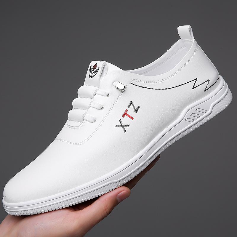 

Новая мужская обувь Кожаная повседневная обувь Весенняя мода Мужские кожаные лоферы слипоны Повседневная обувь с заостренным носком на плоской подошве 44