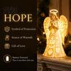 Christmas Tabletop Ornament Praying Angel Night Light, Resin Decorative Figurine with Warm LED Lights Thoughtful Present for Friends Home Decor,
