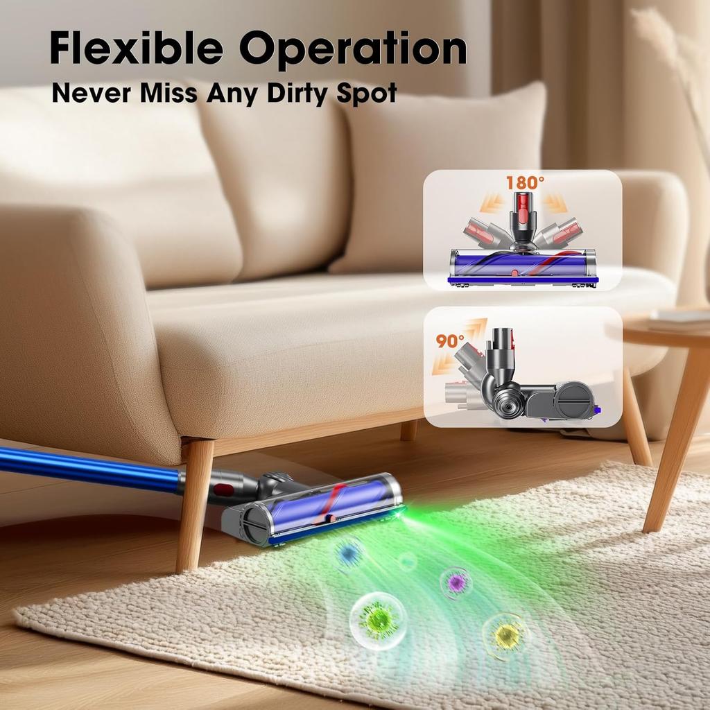 Vacuum Cleaner Replacement for V7 V8 V10 V11 V15 Direct Drive Head for Cordless Stick Vacuum Cleaners with LED Headlights 270° Torque Brush Head for