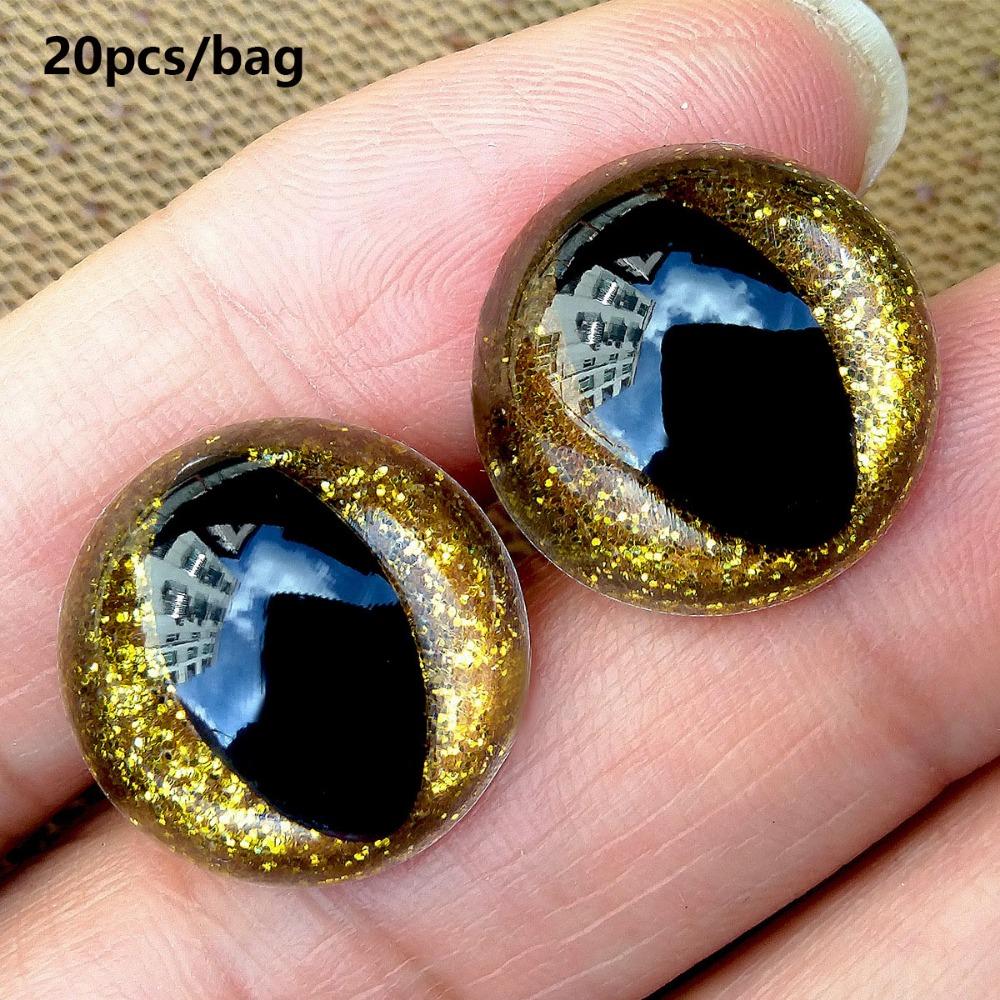 20pcs/set with Golden Onion Gasket Safety Glitter Eyes Crafts Puppet Colored Eyes Accessories