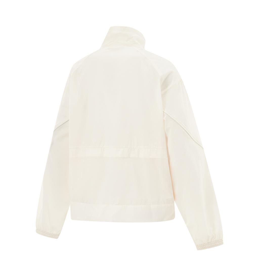 Li Ning Fitness Series Solid Color Zipper Stand Collar Comfortable Breathable Versatile Sports Jacket Women Jacket Off-White AFDV270-1