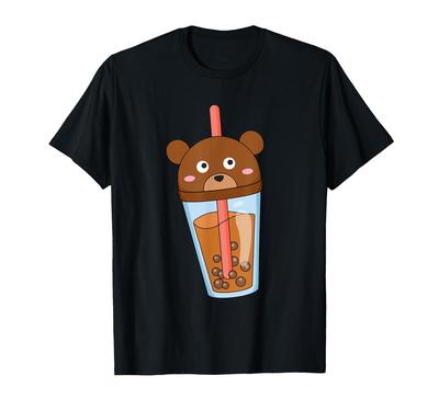 Niedliches Anime Bär Bubble Tea, Milchtee Liebhaber T-Shirt