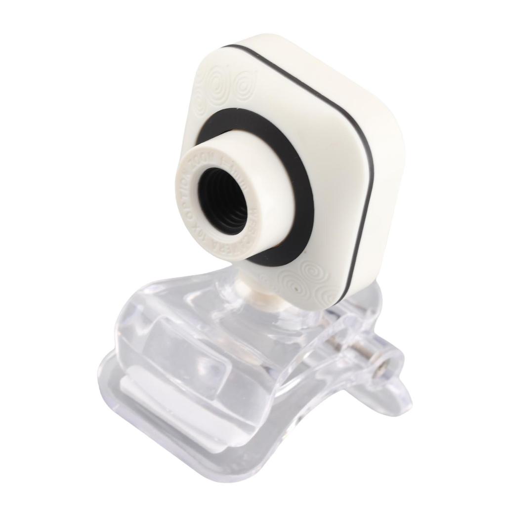 Built in Microphone Computer Camera Webcam PC Accessory 480P White with Transparent Clip