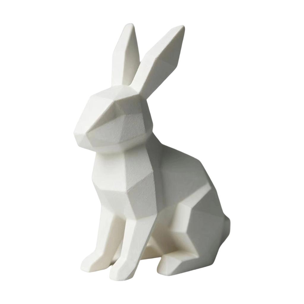 3D Printed Geometric Easter Bunny Statue, Modern Minimalist Bunny Figurine For Home Decor