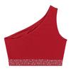 Women's Lyrical Dance Crop Top S-XXL: One Shoulder Ruched Mesh Overlay Rhinestone Design for Modern Dance Performance