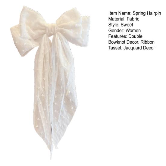 Ribbon Tofs Jacquard Decor Spring Hårnål Halkfri Elegant Dubbel Stor Bowknot Dekor Flicka Hårklämma Håraccessoarer