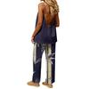 Women's Sleeveless Backless Top and Elastic Waist Pants Set, Color Loungewear