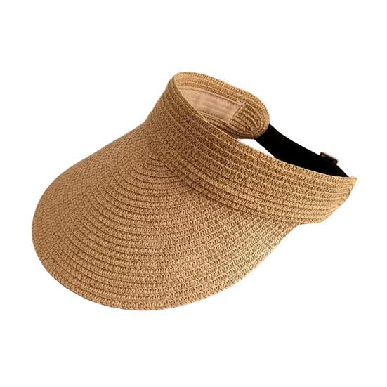 Summer Sun Hat Large Brim Straw Hat Hollow Top Foldable Sun Protection Hat
