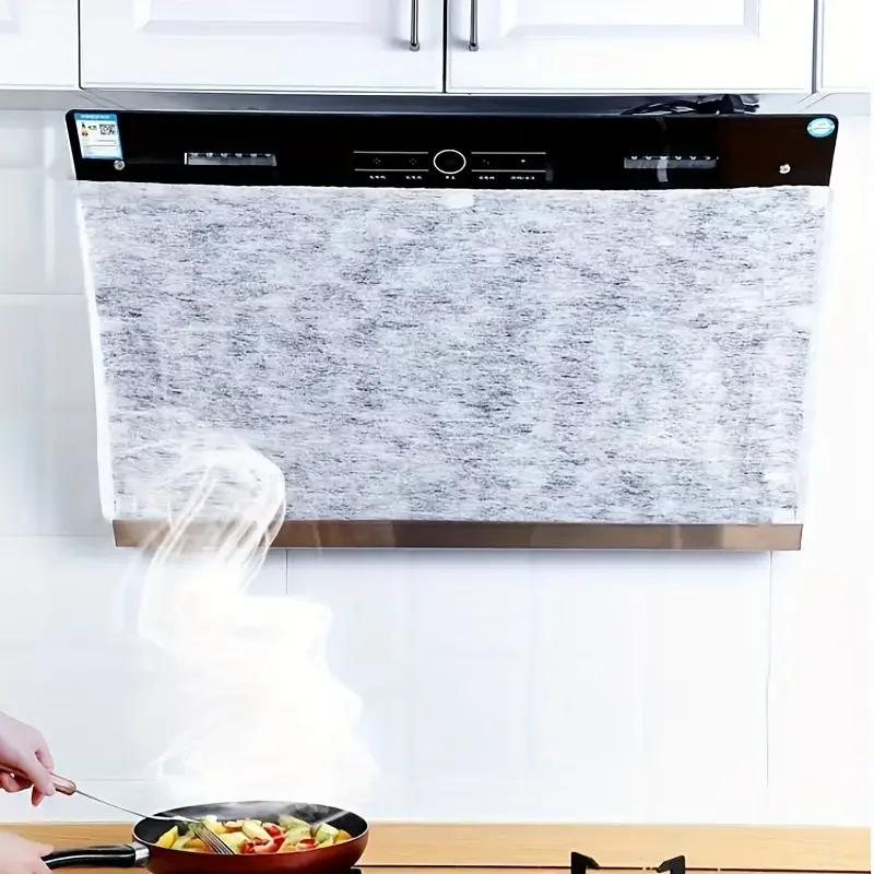 12PCS Disposable Oil-Absorbing Paper Kitchen Range Hood Attract Oiled Paper Filter Screen Side Suction Oil-absorbing Cotton