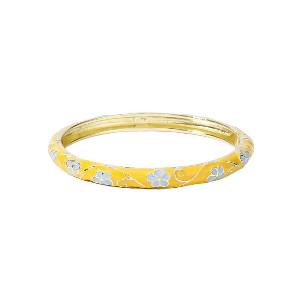 Enamel Flower Bangle Colorful Women's Hand Bracelet Vintage Cloisonne Bangle  Jewelry Gifts