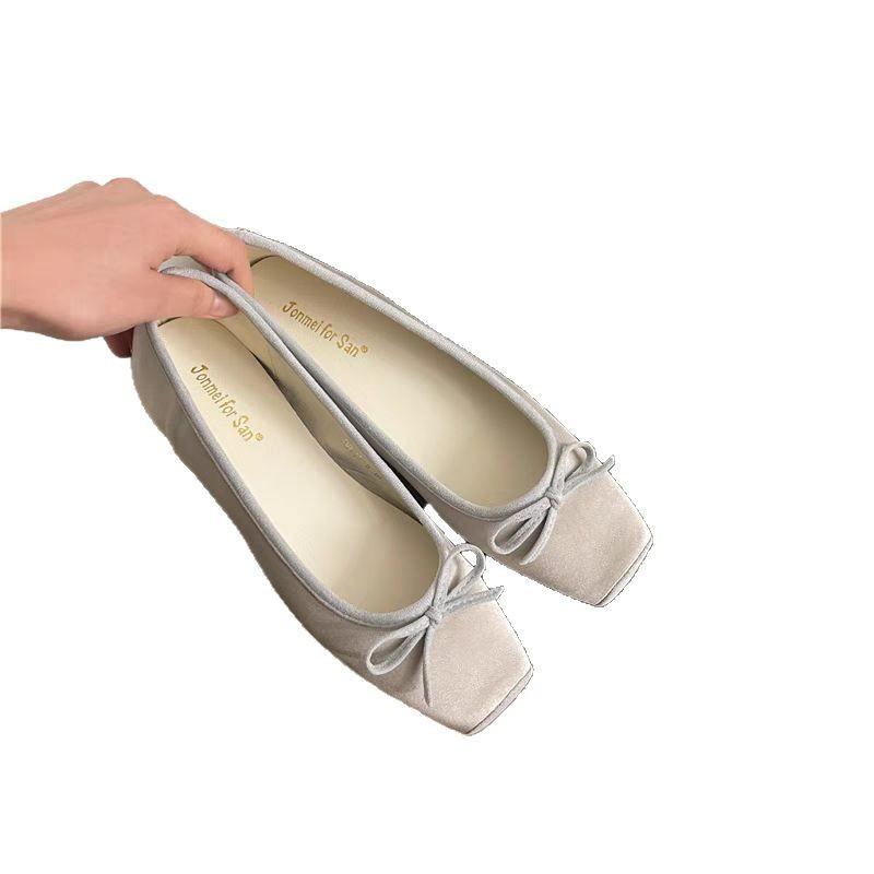 Fashion Hot Selling 2025 New French Style Tweed Style Women's Flats Bow Decorated Comfortable Fashion Slip-ons Low Heel Ballet Shoes