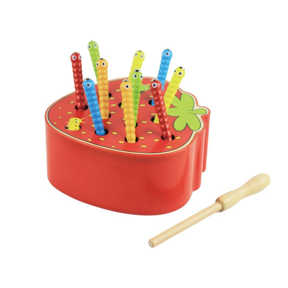Color Sorting Catching Worms Game Wooden Preschool Learning Toys Educational Apple Game  Preschool Strawberry