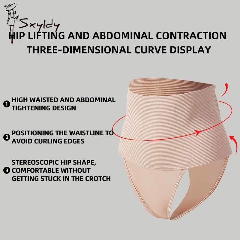 Womens High Waist Control Shaper Thongs Breathable Comfort Elastic Intimates Shapewear Panties Thongs High Waist Flat Belly