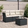 Vidaxl 4-Cz. Set da Salotto per Giardino, Cuscini, Rattan Nero PE