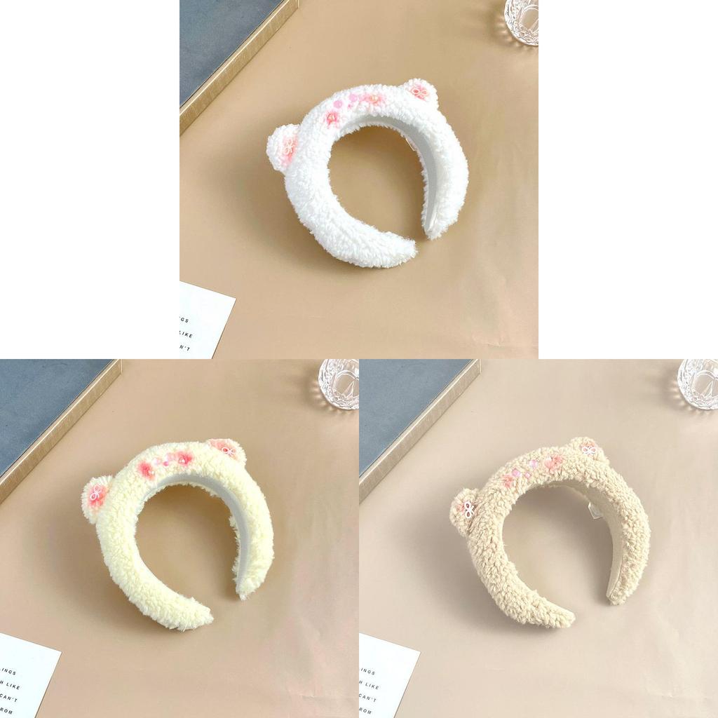 Cute Panda Plush Headband For Women Winter Face Wash Hairband Korean Style Hair Accessories