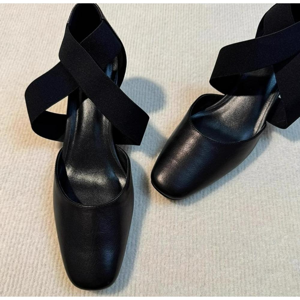 New Women Pumps Summer Shoes Cross-Tied Woman Sandals Lady Spring Autum Retro Pumps Thick Heel Round Toe Zapatos Muje