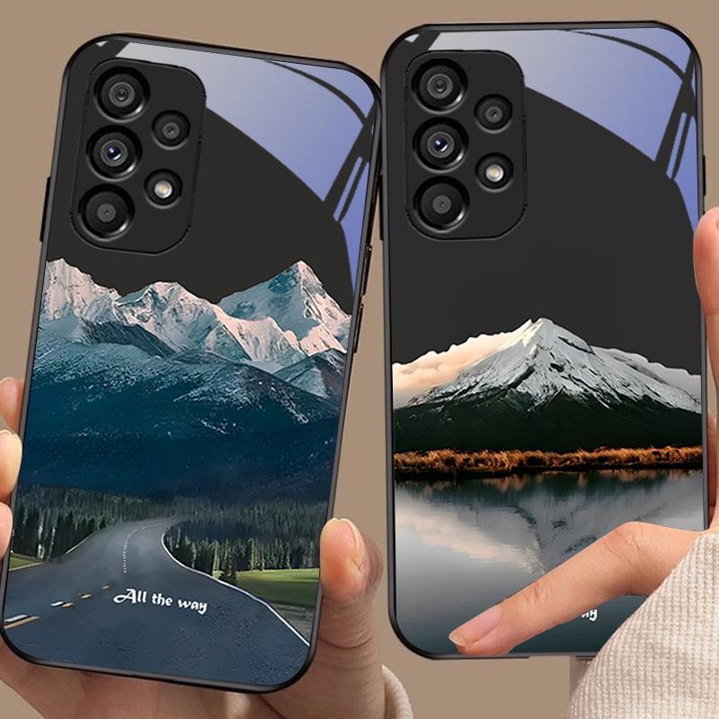 Dark Forest White For Samsung Galaxy S 8 9 10 20 Plus 21 FE 22 23 24 Ultra S7 Edge Black Tempered Glass Phone Case Hard Shell