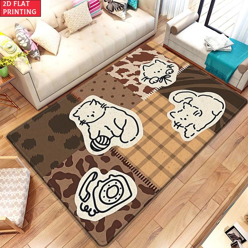 Kawaii Cartoon Bear Large Room Carpet Non Slip Cartoon Kids Bedroom Living Room Floor Mat Home Decor Children's Play Carpet