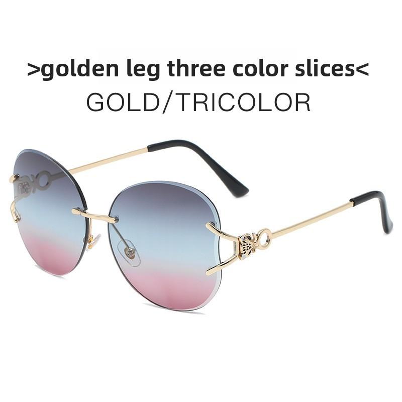 Unframed Fox Head Sunglasses Pink Gradient Uv400 Fashion Eyewear For Travel And Parties