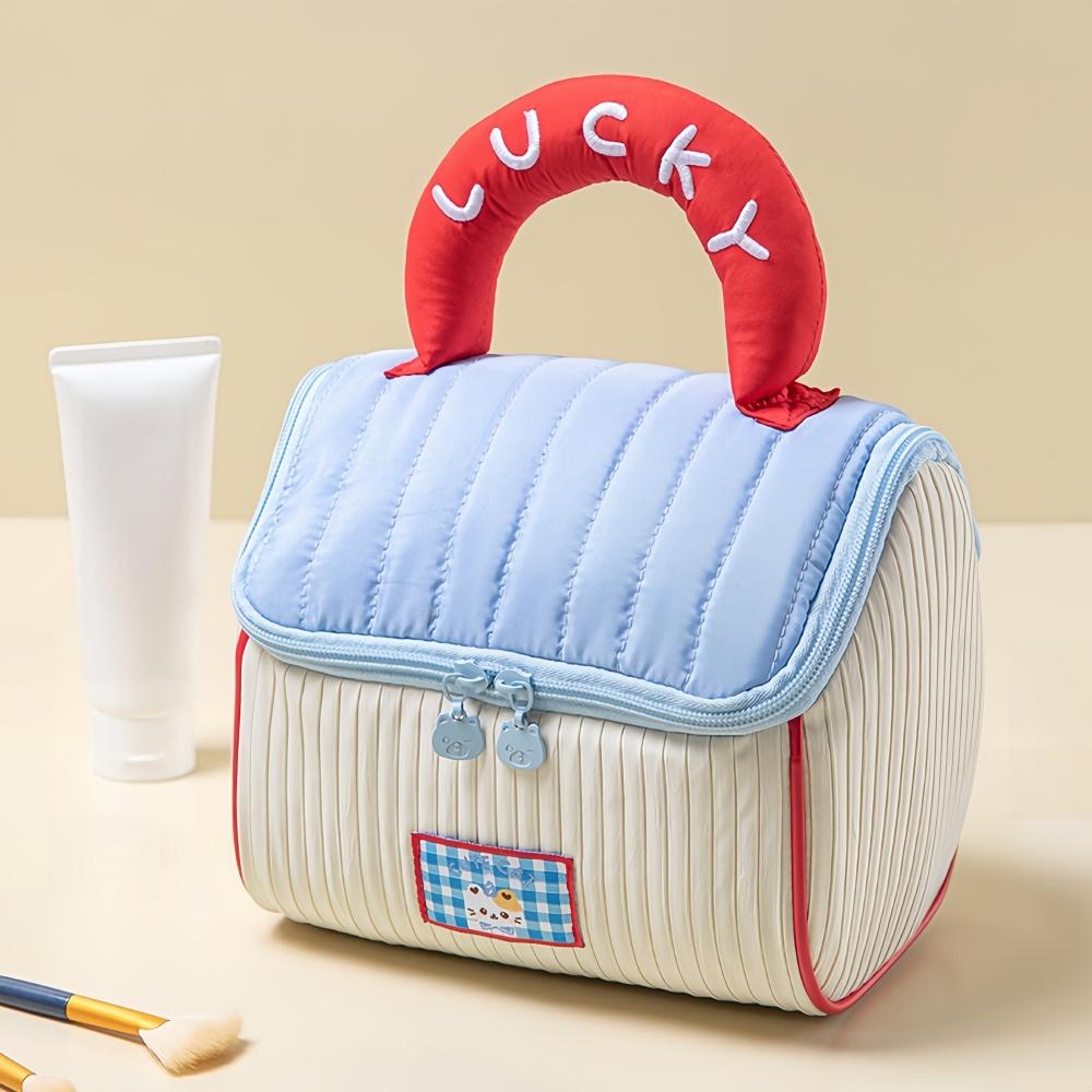 Portable Cosmetic Bags Lipstick Skincare Products House Makeup Bag Travel with "Lucky" Handle