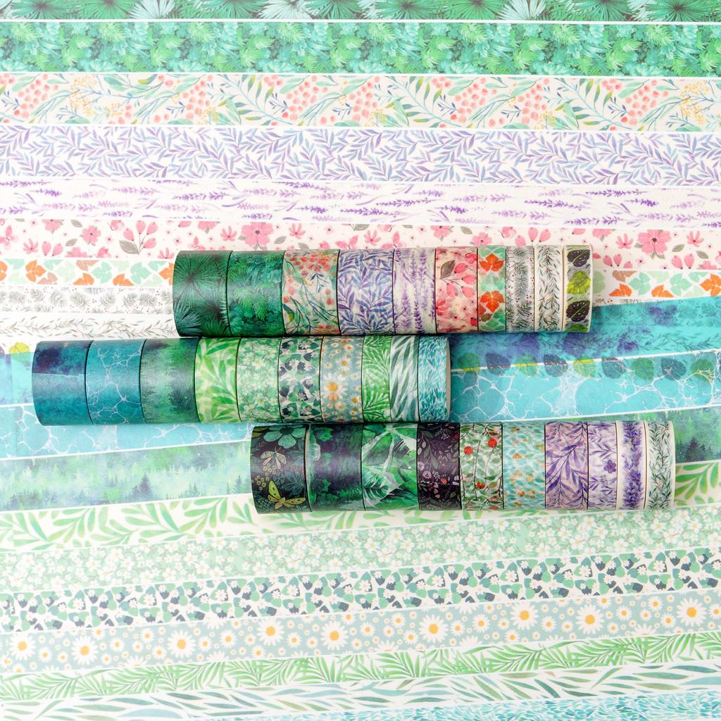 30 Rolls of Basic Masking Large Box Creative Washi Washi DIY Crafts and Tape, Set, Multicolored, Tape, Women's Style, Tape, Packaging, (Plants