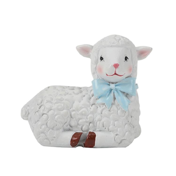 2Pcs Resins Sheep Statues for Garden and Home Decors Animal Miniature Figurines Ornaments for Terrariums and Flower Pot