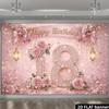 2D Pink 18th Birthday Backdrop Photo Booth Props with Sparkles