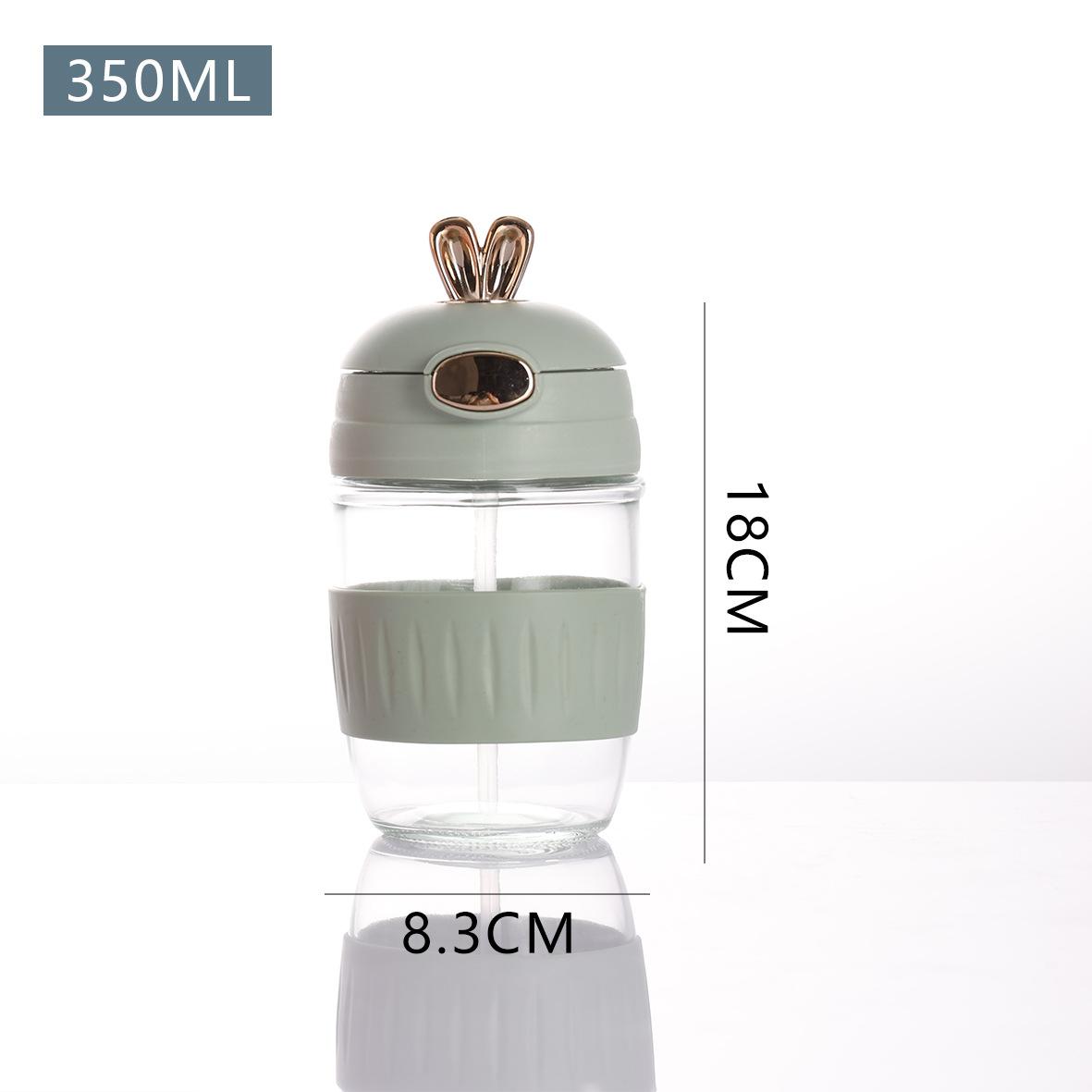 

High-Value Cute Cute Rabbit Straw Glass Male And Female Students Couple Portable Cup Coffee Drink Gift Water Cup 300-400ml зелёный
