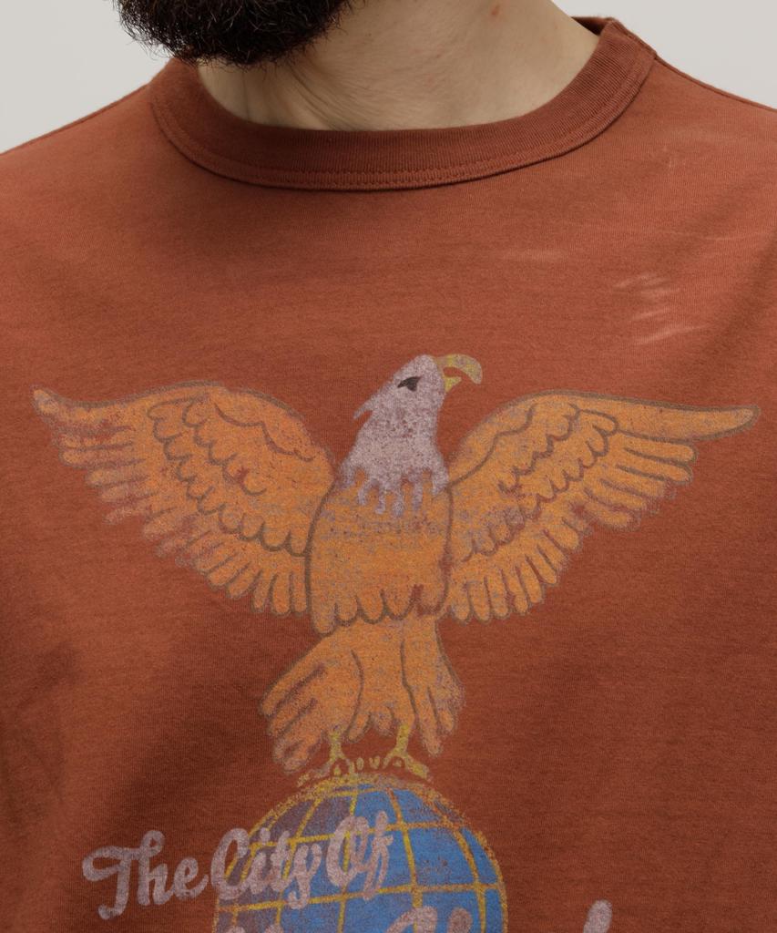 Schott NYC "EAGLE GLOBE" T-SHIRT, Herren, Größe S, Braun, 782-4134016