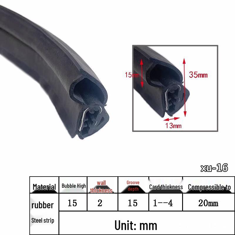 U-Shaped Waterproof Dustproof Rubber Sealing Strip for Cabinets and Car Doors