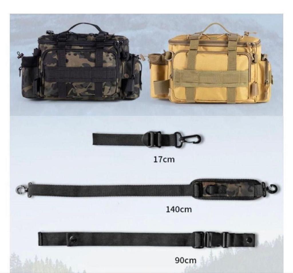 [OPEN BOX] Fishing Tackle Rod Shoulder Bag Black Camouflage Large Multifunctional Waterproof Holder Japan Import