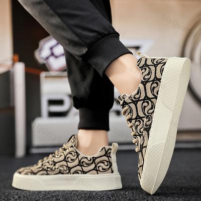 Mode Canvas Schuhe Herren Low Top Sommer 2025 Neu Nischendesign Bedruckte Freizeitschuhe Dicke Sohle Sport Mode Trend Klobige Sneaker