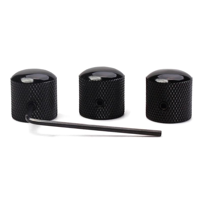 3 Pcs Electric Guitar Bass Effect Knob Volume Tone Control Knob Potentiometer Cap Metal Dome Knobs Replacement Parts