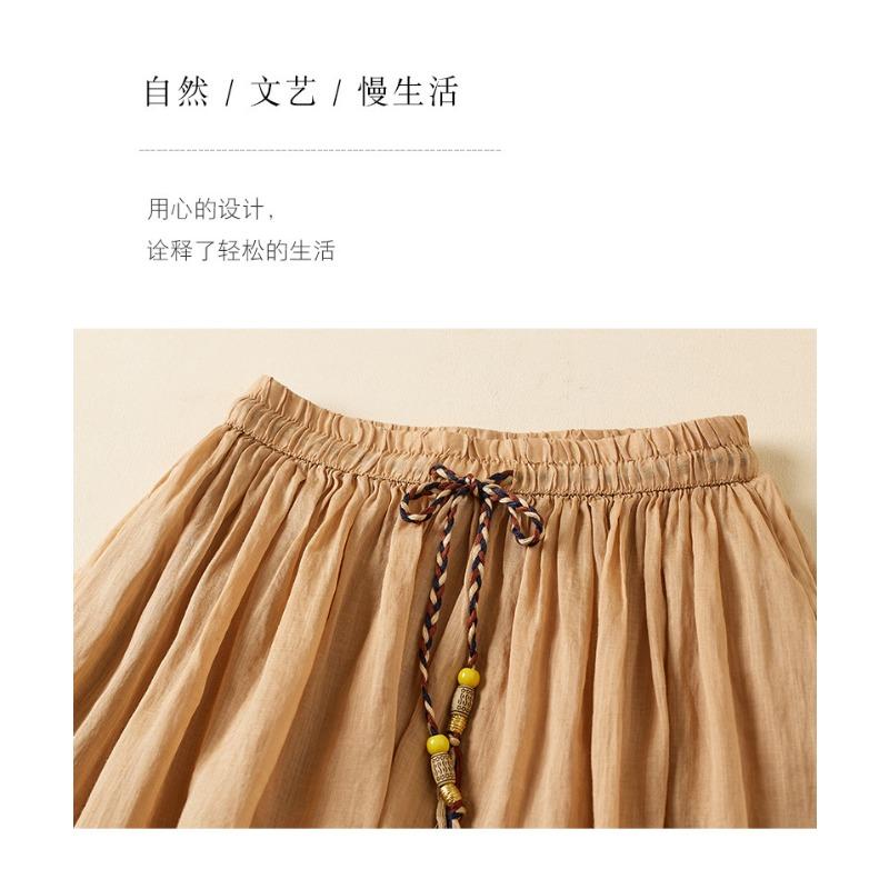 Literary Vintage Summer Mid-length Double-layer Bustier Skirt
