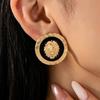 Lion Head Round Stud Earrings: Retro Niche Design with High-End Appeal