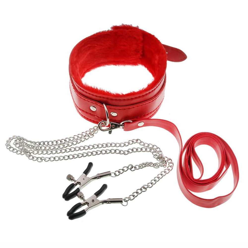 Plush Collar Nipple Clamp Chain Sex Toys Sex Tools for Women Wear Adult Love Aid Toys for Training