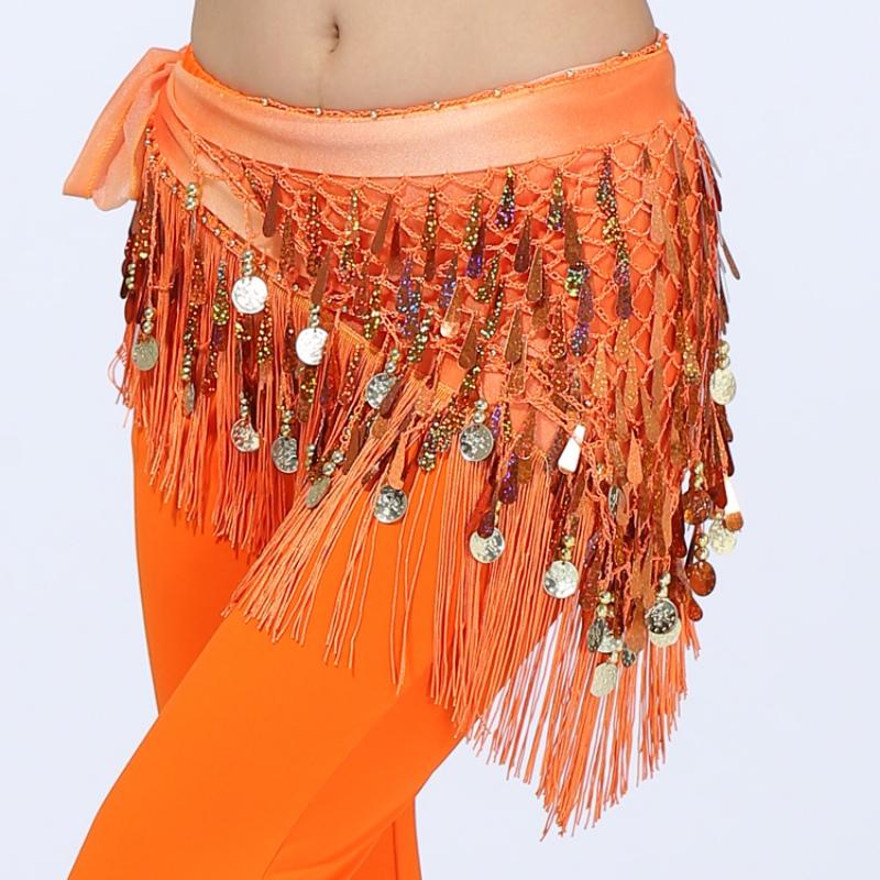 Belly Dance Hip Scarf Tassel Wrap Skirt with Pendants Costume for Women Show Performance Carnival