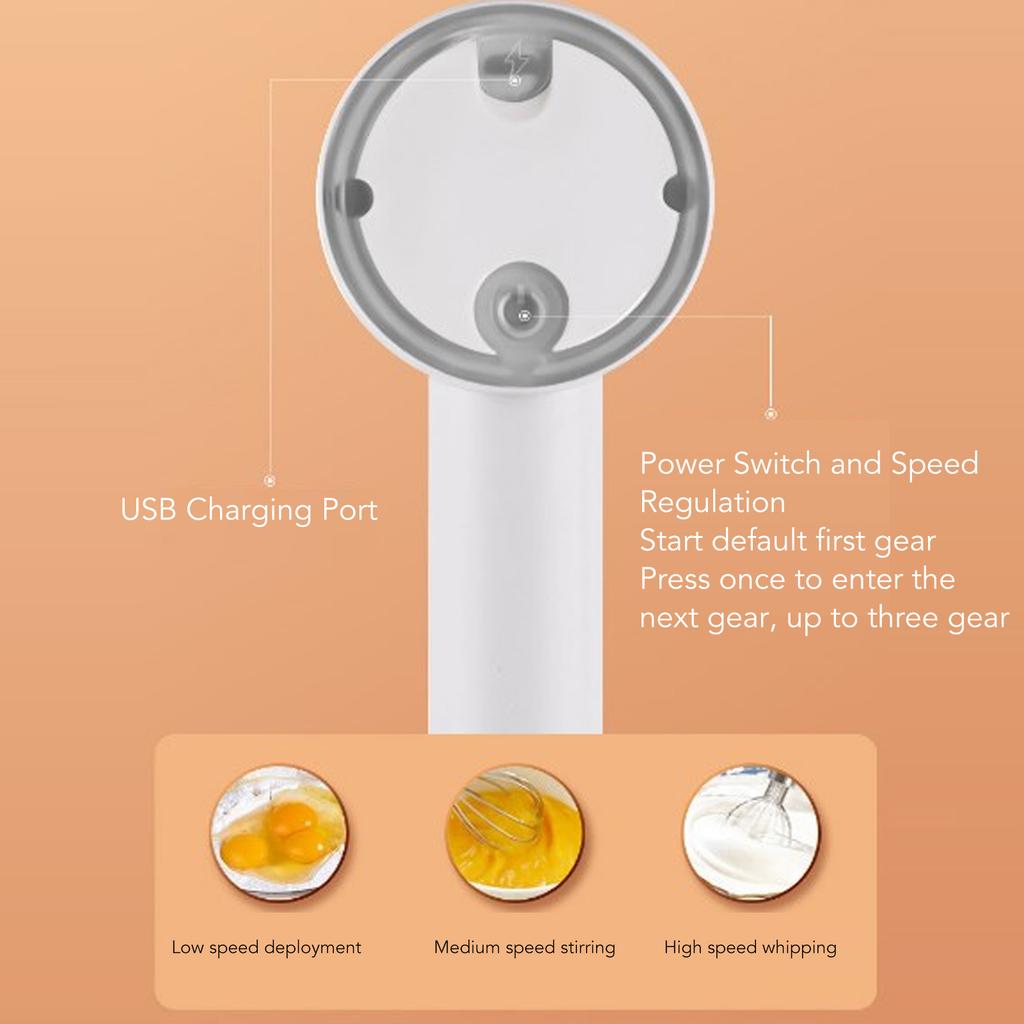 Professioneller 3-Gang Elektrischer Handmixer Leistungsstarker Eieraufschläger Schneebesen mit Mixer-Häcksler-Aufsatz zum Backen von Kuchen Sahne