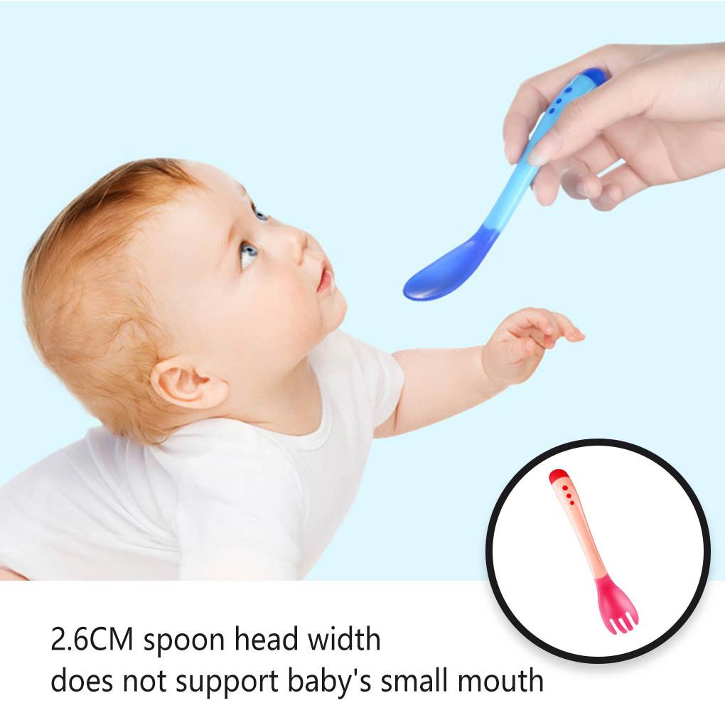 3 Pieces Baby Spoon Colorful Temperature Sensing Toddlers Color Changing Soup Spoons Heat Sensitive Non-Slip Learning