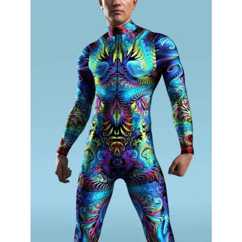 Fialové brnění Cosplay Kostýmy Muži Steampunk 3D tištěný Sexy štíhlé ženy kombinéza Performance Halloween Carnival Holiday Outfit