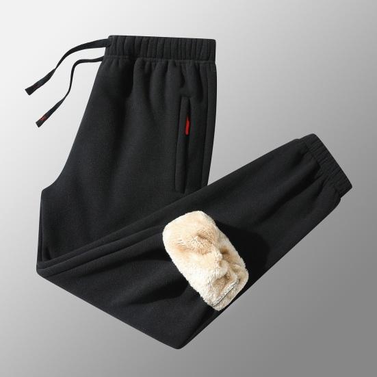 Pánské podzimní zimní kalhoty Silný plus střední elastický pas Měkké zateplené kotníkové volné volné ležérní jednobarevné kapsy sportovní jogging dlouhé kalhoty tepláky